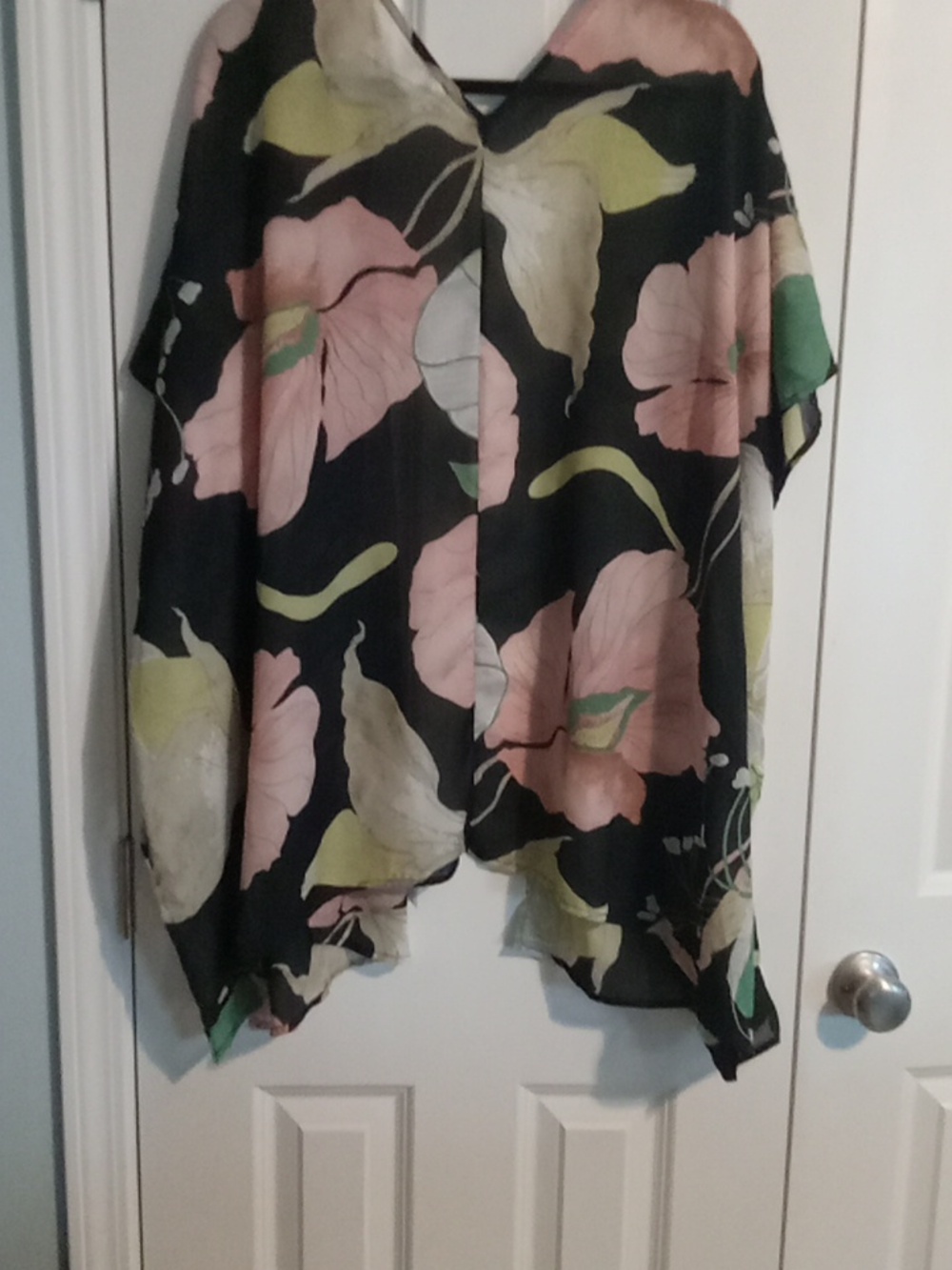 Floral Sheer Kimono Cardigan in Black and Pastel Mix - Picture 3 of 4